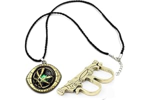 IQEPXTGO Doctor Strange Eye Of Agamotto Halskette Retro Kette Cosplay Accessoires Augenaugen Anhänger Und Ring Set Geschenke Für Fans, Freizeitkleidung Oder Alltagskleidung