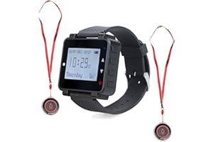 Retekess T128-TD019 Bezprzewodowy Opiekun Pager, System Alarmowy Przycisk Połączenia Awaryjnego z Wbudowaną Baterią 600 mAh dla Pacjenta Starszego Osobistego Domu Opieki Pielęgniarki