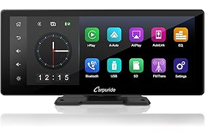 Carpuride w103 for Apple Carplay & Android Auto, 10.3 Inch Full HD IPS Touch Screen, with Bluetooth 5.0/ Mirror Link/Google/GPS/Siri/FM Portable Car Stereo, Dash Windshield Mounted