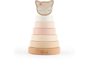 Bieco Stapelturm REH Ella | Nachhaltiges Holz FSC® | 19 cm | Steckspielzeug ab 1 Jahr