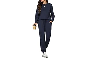 Aottori Tuta Sportiva Donna Completa Due Pezzi Casual Tuta da Ginnastica Felpa Manica Lunga e Pantaloni con Tasche e Coulisse Pigiama Set Autunno Invernale