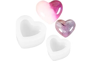 Qaestuan 2 Pièces Moule Bougie Silicone, Resine Epoxy Moule Silicone, Moules en Silicone Forme de Coeur, Moules Silicone Résine, pour la Fabrication de Bougies, pour Parfumée, Savon