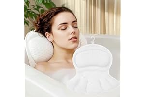 CHARINOR Badewannenkissen Nacken, Badekissen für Badewanne, Bath Pillow, Wannenkissen Nackenkissen Kissen für Badewanne, Badewanneneinlage mit Kissen(Weiß)