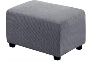 Meigeh Fundas para Taburetes Fundas Puf Rectangular Funda de Reposapiés de Sofá Funda Otomana Gris Claro