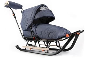 Teo & Gigi Luge Enfant Traîneau à Neige Luge Bébé avec Chancelière Dossier Ceinture de sécurité Accessoires Traîneau Luge All Seasons Plus