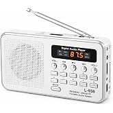 Ultratekno L-938 Şarjlı Taşınabilir FM Radyo | Dijital Ekranlı | USB/TF/SD/AUX Destekli | BL-5C Bataryalı Cep Radyosu (Beyaz)