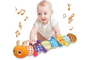 Ylmkde Baby Toys 0 To 12 Months, Musical Stuffed Animal For 0-3-6-12 Soft Sensory With Crinkle And Rattles, Infant Tummy Time Newborn Boys Girls, Caterpillar