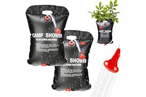 Gohytal Solar Shower Bag, 5 Gallons 20L Camping Solar Shower Bag, Heating Camping Showerbag Temperature Indicator Hot Water Hiking Climbing Outdoor Picnic Beach (2)