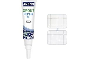 ANOMM Joint Carrelage, Rénovateur de Joints, Colle Carrelage, Remplissage Répare et Renouvelle, Kit Reparation Carrelage, pour Cuisine, Salle de Bain, Douche, Carrelage (300ml - Gris)