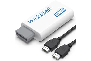 Mugust Wii-adapter Hdmi, adapter till HDMI-omvandlare med 1080P/720P ingång och utgång video och ljud 3,5 mm HDMI-kabel för a
