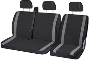 Susy Shop Coprisedili Universali Per Furgoni e Camion 3 Posti, Anteriore 2+1 Compatibile Con Bracciolo. (Nero - Grigio)