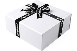 JiaWei Pudełko prezentowe (styl-2) 38,5 x 35 x 12,8 cm, bardzo duże, pudełko prezentowe z magnetyczną pokrywką i kokardką w kształcie krzyża, z kartkami z życzeniami i bibułą - białe