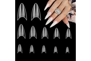simarro 500 szt., krótkie tipsy do paznokci, migdałowe, półosłonowe, przezroczyste paznokcie żelowe dla techników paznokci, początkujących, DIY, ćwiczenie artystyczne projektowanie w domu