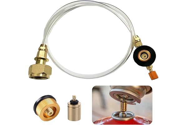 Camping Gasflaskor, Adapterset för gaspatroner, Lpg-adapter med rör, gasladdningsadapter, utomhus gasspis adapter, butangasflaska för gängade ventiler