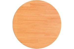 vidaXL Solid Pine Wood Round Table Top - Dining/Coffee Table Replacement, 60cm Dia. x 2.5cm, Wax Brown Surface for Home & Commercial Use