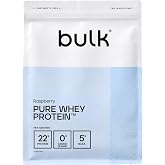 Bulk Pure Whey Protein Powder, Raspberry, 1 kg | 22g Protein and 5g BCAA, Whey Shake Concentrate, Low Sugar, Promotes Muscle
