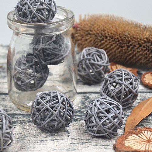 Rattan-Kugeln zur Dekoration, als Vasenfüllung, für Hochzeiten, Babypartys, Feste, Weihnachten, Hängedekoration, Mobile im Kinderzimmer, Farbe: grau, 10 Stück Rattan-Kugeln zur Dekoration, als Vasenfüllung, für Hochzeiten, Babypartys, Feste, Weihnachten, Hängedekoration, Mobile im Kinderzimmer, Farbe: grau, 10 Stück