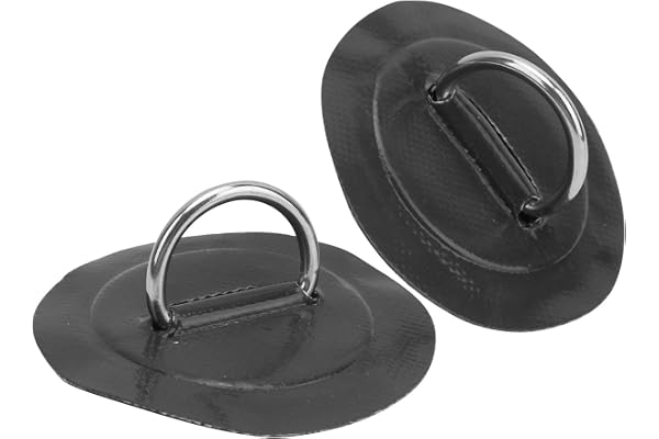 2pcs Navy Fixed Buckle Paddle Board D Ring Kayak D Ring Pad Inflatable Boat D ring Patch with Bungee Cord for Navy Kayak(Blac