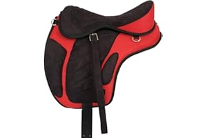A&M Reitsport Baumloser Wanderreit Sattel Liberty Schwarz/Rot NEU+ Zubehör, Größe:17 Zoll