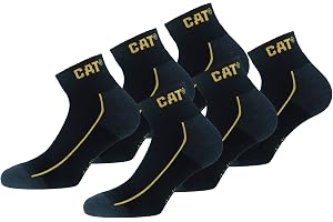 Caterpillar 6 Pairs Robust Work Sneaker, arbetsstrumpor i mjuk bomull, förstärkt tå och häl, CORDURA Fiber Technology