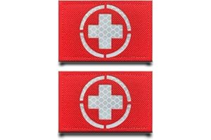 TUYATEZHI 2 Stück Rot Sanitätskreuz IR Reflektierend Flagge Patch Abnehmbare Aufnäher mit Stickereiverschluss Taktisch Militär Patch Applikation für Weste Kleidung Stickereibänder Rucksäcke Jacke Taschen