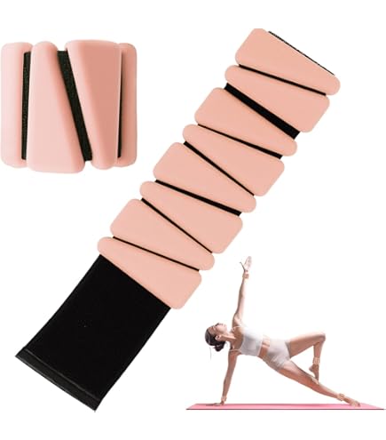 LOMUG Pesi Per Gambe E Braccia Regolabili, Set Da 2 (Coppia Da 1kg – 0,5kg Cad.), Fascia Con Velcro Per Yoga, Pilates, Danza, Corsa, Rosa - 2