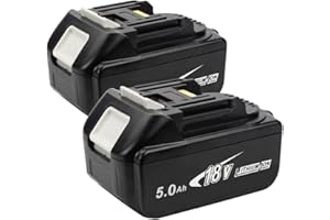 EOHJAR 2 sztuki 18 V 5,0 Ah akumulator zamienny kompatybilny z Makita BL1850 BL1850B BL1860B BL1860 BL1830 BL1820 BL1815 BL1835 BL1845 194205-3 LXT-400 akumulator LED narzędzie