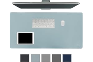 MR PRIME LTD Leather Desk Pad Protector 80cm x 40cm Light Blue Non Slip Water-Resistant Easy Clean Writing Mat for Keyboard Mouse Office Home by Mr. Prime