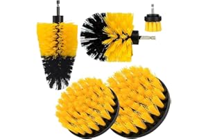 QTACIE 5Pcs Drill Brush Attachment Set, Drill Brush for Cleaning, Power Scrubber Attachment Kit for Cleaning Kitchen, Bathroom, Sink, Tub, Floor/Wall Tile, Grill, Car Wheel All Surfaces, Fits Most Drills