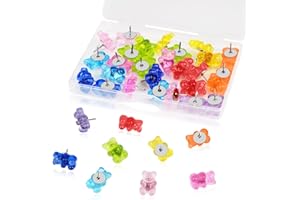 SHPUCISE 36 Piece Cute Bear Decorative Push Pins Thumb Tacks 9 Colorful Fun Designs Drawing Pins for Cork board Bulletin Board Walls Maps Home Office