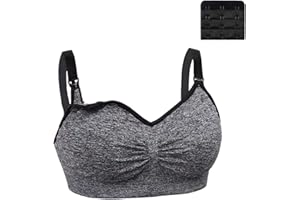Dreamburn Maternity Nursing Bra 1/2/3 Pack Wireless Seamless Breastfeeding Bras 4 Rows Adjust Hook with Removable Spill Prevention Pads Add Extenders Comfortable