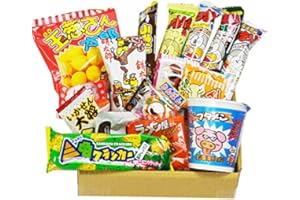 Japanese Dagashi 18 pcs Assortment & Cup Noodles Ramen BUTAMEN Set Special Box with AKIBA KING Sticker