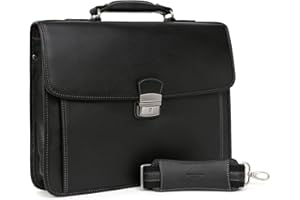 Hexagona - Cartable - Compatible Format A4 et téléphone Portable - pour Homme - Collection Confort - en Cuir