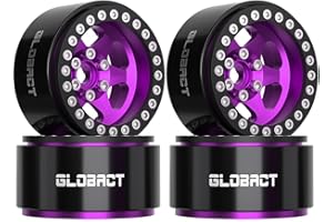 EPINON Aluminum 1.9 Beadlock Wheels - Offset -10.5mm RC Wheel Rim Hub for 1/10 RC Crawler TRX4 TRX6 Axial SCX10 UTB10 Redcat GEN7 8 VS4-10 RC4WD D90 Upgrade Accessories (4Pcs Purple)