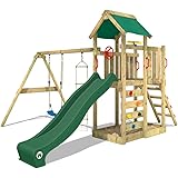 lookout tower wooden climbing frame with swings