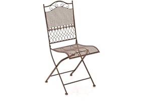 CLP Chaise de Jardin Kiran Pliante en Fer Forgé - Chaise de Terrasse ou Balcon - Hauteur de l'Assise: 45 cm Fauteuil de Jardin Pliable Confortable - Couleur:, Couleur:Marron Antique