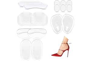 14 Pièces Coussinets de Talon Haut, Scettar Coussinets Plantaires Semelles Silicone, Empiècements de Doublure de Talon, Protege Talon Chaussure Soulager la Douleur Plantaire Pour Homme et Femme
