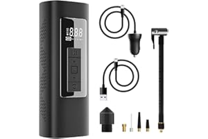 PMK GRUPO PMK GROUP - Compressore aria portatile per auto Batteria 6000mAh 150PSI - Gonfiatore elettrico per bicicletta, moto, palla - Facile da trasportare con torcia, luce di emergenza e power bank.