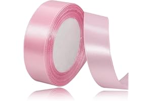 ASALZBOAY Ruban Satin Rose 25mm,22m Ruban Satin,Ruban Cadeau Emballage,Ruban Noel Ruban Tissu pour Ballon,Couture,Nœuds,Artisanat,Bouquet,Décoration de Mariage,Voitures, anniversaire et emballage cadeau