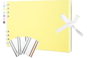 Hiwhy Album fotografico per ritagli 40 pagine bianche Libro dei ricordi 21,5 x 15 cm Libro degli ospiti Album per ritagli Accessori con adesivi angolari per Baby Shower, Matrimonio, Viaggi