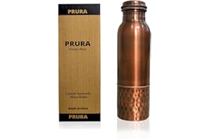 PRURA Borraccia in rame con taglio a diamante, a prova di perdite, contenitore in rame ayurvedico per sport, palestra, attività all'aperto, yoga