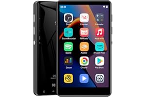 SWOFY M503Pro Reproductor MP3 80GB, Pantalla táctil de 4,0", Bluetooth, WiFi, Sistema Android – Compatible con Spotify, Pandora, Amazon Music, Libby, Audible, navegador, expansión hasta 1TB (Negro)