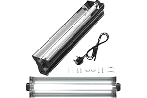 MouMouPurr T5 UVB Reptile Light Fixture Combo Kit - 12 Inch 8W Terrarium Hood 10.0 UVA UVB Bulb with High-Efficiency Reflector for Desert Reptiles & Amphibians (Bearded Dragons, Turtles, Tortoises)