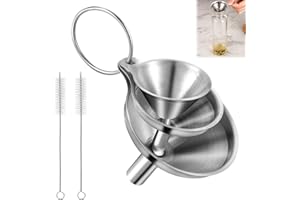ALTcompluser 5 Stück Edelstahl Trichter mit Reinigungsbürste Set, Edelstahl Kitchen Strainer Trichter, Klein Küchentrichter, Mini Marmeladentrichter Funnel Trichter Set(4,5/5,5/7,5cm)