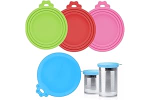 AIEINO 4 Pack Can Lids for Tins Reusable, Silicone Can Covers 4 Assorted Colours BPA Free Airtight Sealed Can Tops Universal Fits 3 Standard Size for Dog, Cat, Pet & Human Food Tins