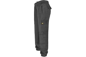 MIG - Mud Ice Gravel Mens Combat Cargo Work Tracksuit Jogging Bottoms with Knee Pad Pockets Fleece Pants
