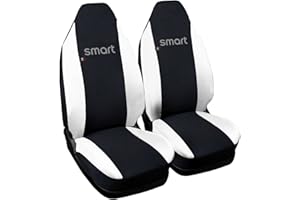 Rebeca Shop® Coprisedili Auto Compatibili per Smart | Made in Italy | Set Copri-sedile Anteriori Coppia (w450 - Prima Serie, Nero/Bianco)