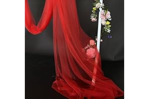 DUORIES 10m x 160cm Soft Tüllstoff,Tüll Stoffe zum Nähen,Netzstoff Dekostoff Drapierstoff für Arbor Hochzeit Vorhang Hochzeitsbogen Freihanddeko Torbogen Zeremonie Party Dekor Kleid Tüllrock Schleier,Rot
