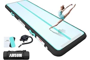 AWSUM Air Tracking Matte Tumbling Matten, Aufblasbar Gymnastikmatte Turnmatte mit Luftpumpe Air Matte Track mit Tragetasche für Zuhause, Yoga Outdoor Übungsgymnastik usw