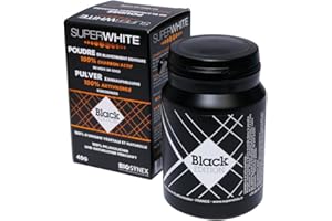 SUPERWHITE - Biosynex - Poudre de Blanchiment Dentaire au Charbon Actif - Poudre Blancheur Végétale à Base de Noix de Coco - 100% Naturelle - 40G